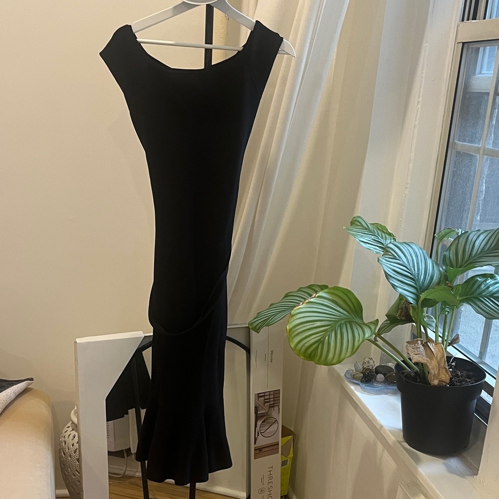 Eva Mendes for New York & Company Elegant Black Midi Dress